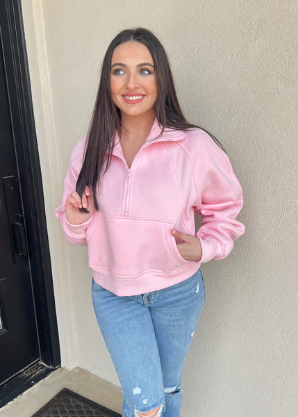 The Scuba Half Zip Pink Sweatshirt