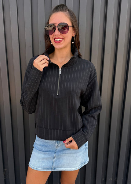 I Don't Blame You Black Half Zip Pullover