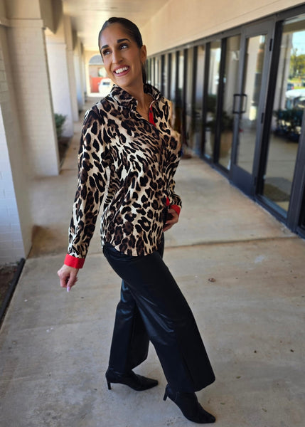 Turn It Up Leopard Button Up Top