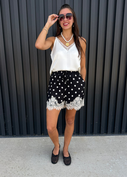 Made You Look Polka Dot Lace Shorts