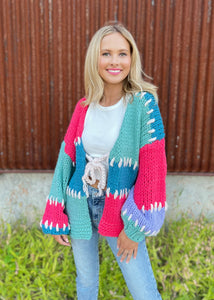 Cozy Nights Crochet Front Tie Cardigan - SMALL