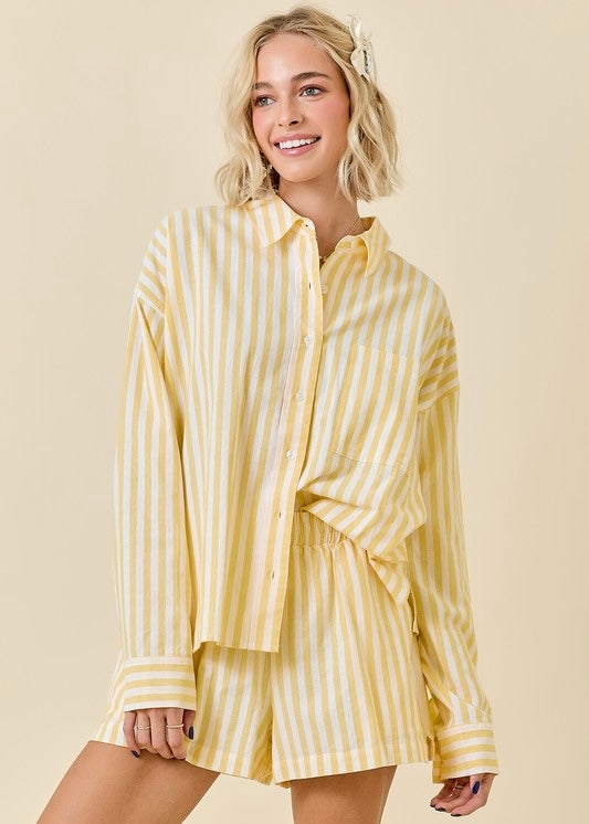 Lemoncello Striped 2 Pc Short Set