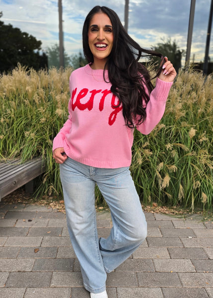 Pink/Red "Merry" Sweater