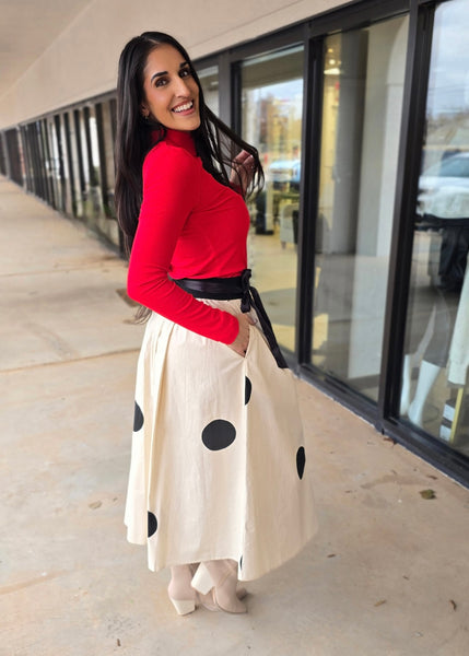 Yes Please Polka Dot Midi Skirt