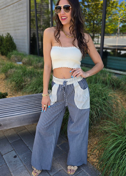 By The Boardwalk Navy Striped Pants