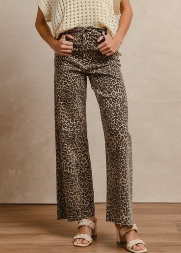 Leopard Fun High Rise Flared Denim