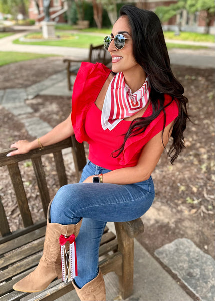 Game Day Bandana Scarf - Crimson Ombre Striped