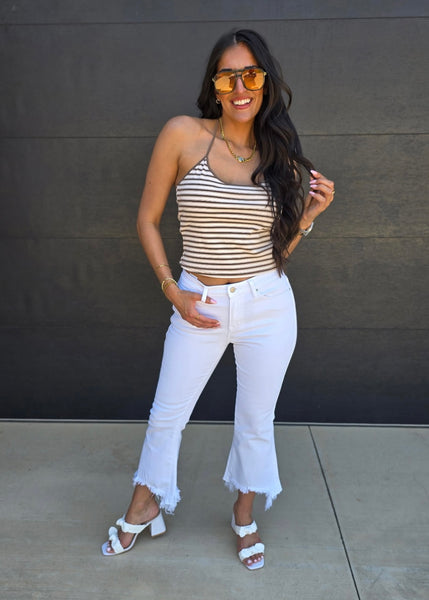 Daily Reminder Brown Striped Halter Top