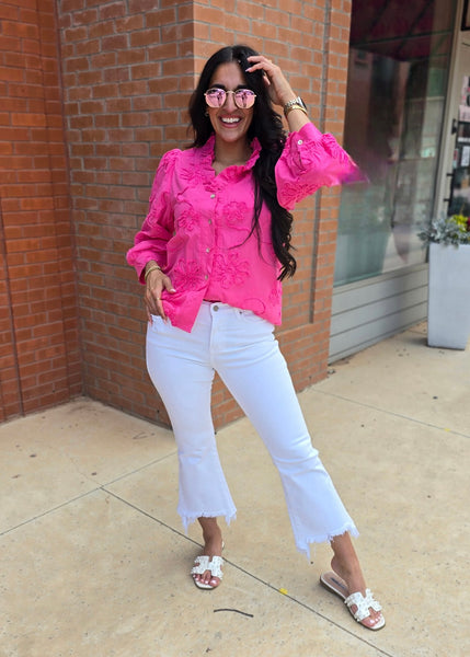 Beauty Mark Pink Patterned Button Up Top