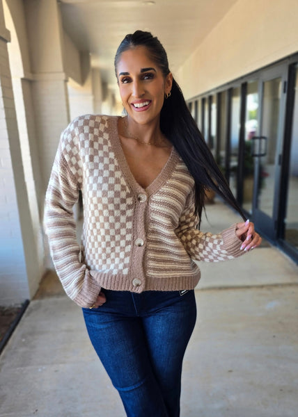 Sweet As Sugar Taupe/Cream Cardigan