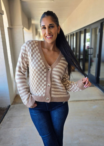 Sweet As Sugar Taupe/Cream Cardigan