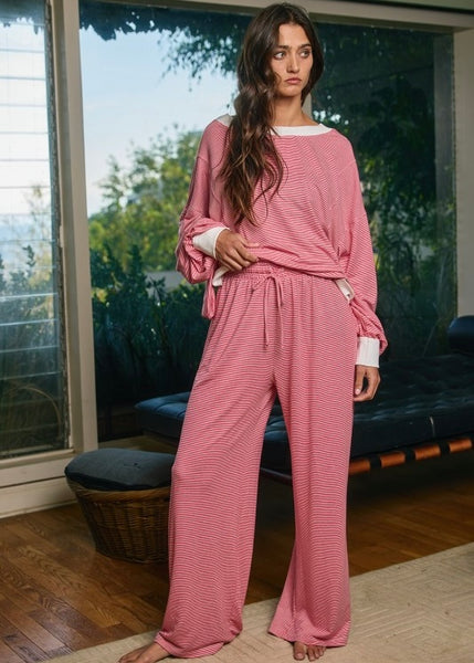 Just Wait For It Red & White Striped Casual Pant