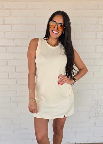 Get On Board Cream Tank Mini Dress