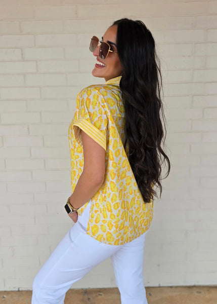 A Crazy Feeling Yellow Leopard Print Top