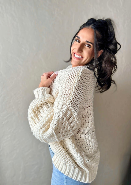 Winter Cream Oversized Sweater Cardigan