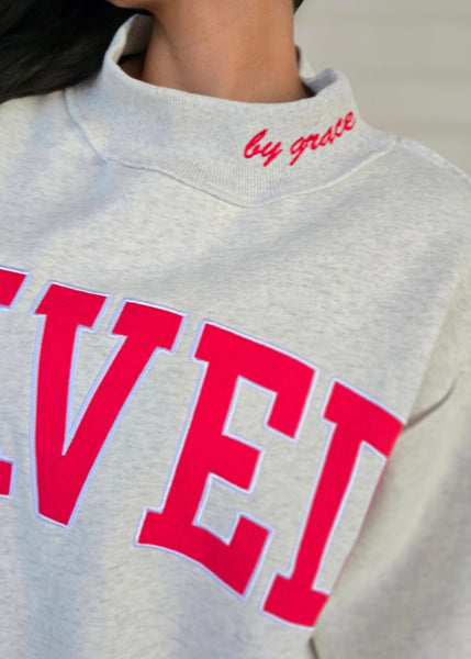 Grey Mockneck Saved By Grace Sweatshirt