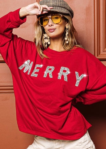 A Bedazzled "Merry" Christmas Sweatshirt