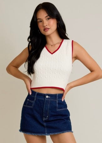 Yes Please Cable Knit Sweater Vest