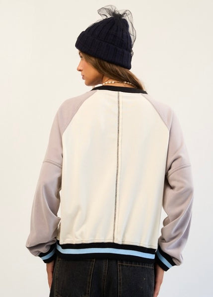 Before Too Long Ivory/Multi Crew Neck