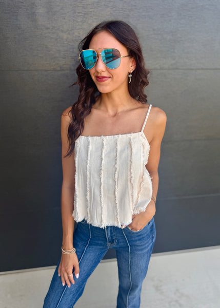 Sunday Breeze Oatmeal Denim Cami Top