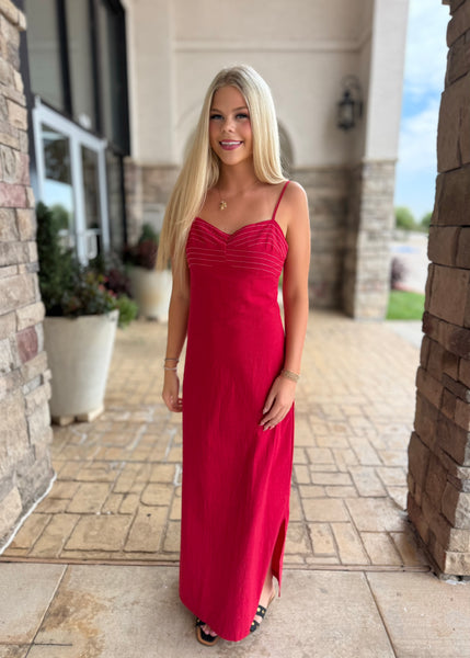 Going For The Win Red Maxi Dress