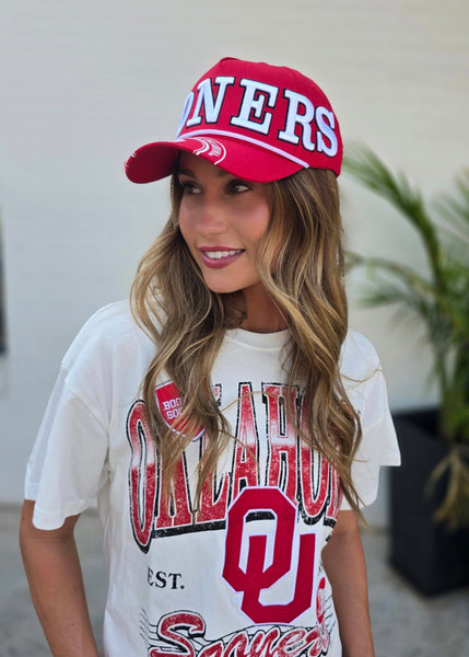 SOONERS 3D Baseball Red Canvas Trucker Hat