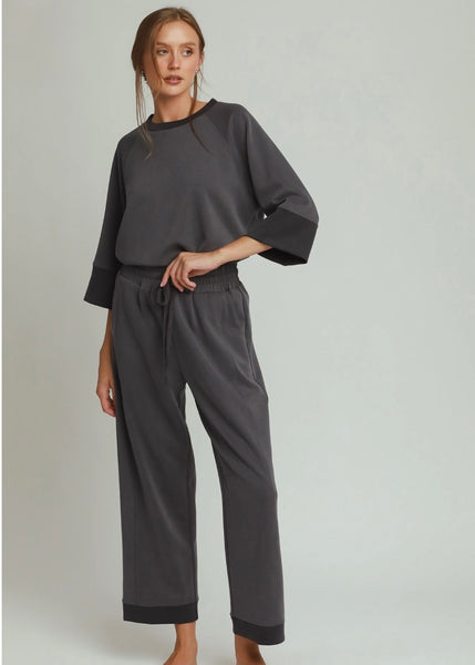 Places To Be Charcoal 2 Pc. Top & Pant Set