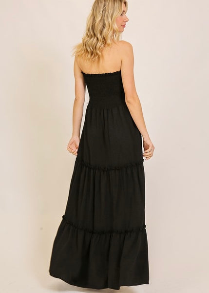 Relax And Enjoy Black Strapless Maxi Dress