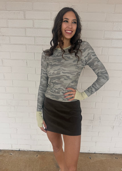 Seeing Stripes Camo Long Sleeve Top