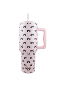 Black & Pink Mini Coquette Bows 38 Oz Tumbler