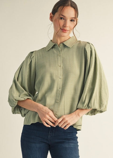 Peppermint Mocha Mood Button Up Blouse