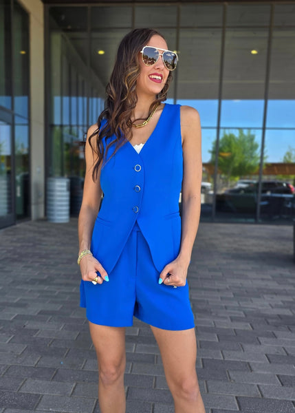 It's Electric Blue Tailored Sleeveless Vest