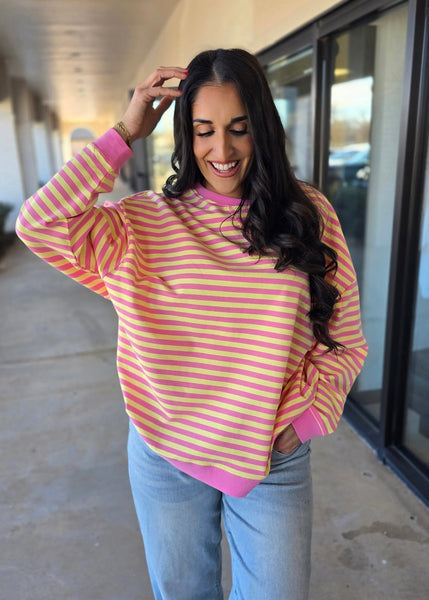 Pink Lemonade Pink & Yellow Striped Long Sleeve Top
