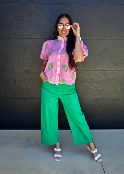 Summer Evenings Green Wide Leg Denim