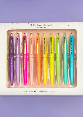 Pen Set - Motivational - Asst Colors - 10 Piece Set