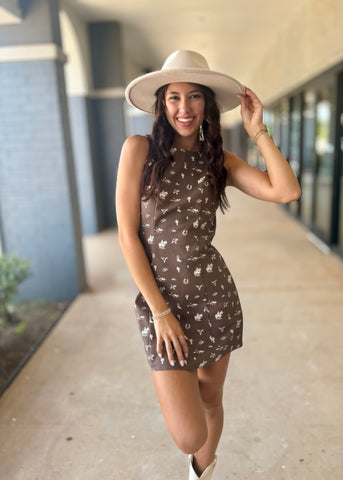 Dreams & Desires Sleeveless Cowboy Graphic Mini Dress