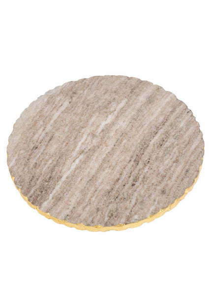 Strasbourg Marble Lazy Susan   Taupe/Gold   12x1.5x12