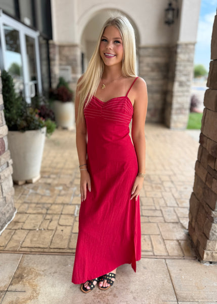 Going For The Win Red Maxi Dress