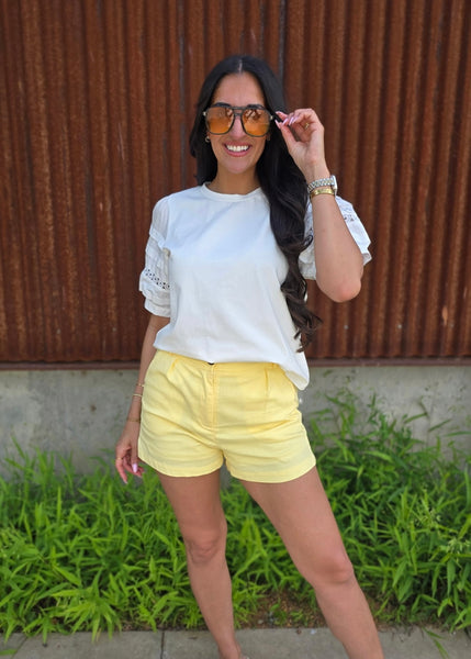 Sunday Brunch Off White Puff Sleeve Top