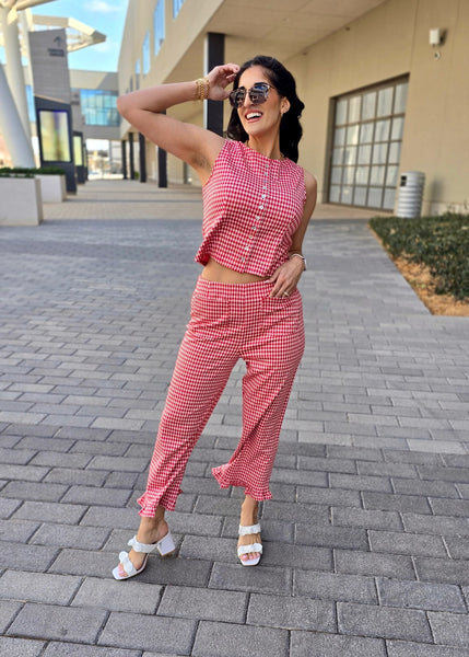 On A Picnic Red Gingham 2 pc Set