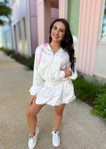 Bubbles And Bows Windbreaker & Bubble Hem Mini Skort