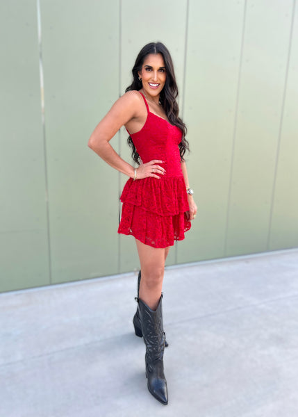 Lasting Love Red Lace Mini Dress