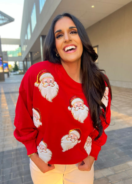 Santa On Repeat Red Sweatshirt