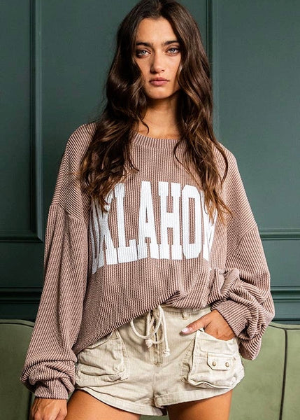 'OKLAHOMA' Mocha Oversize Sweatshirt