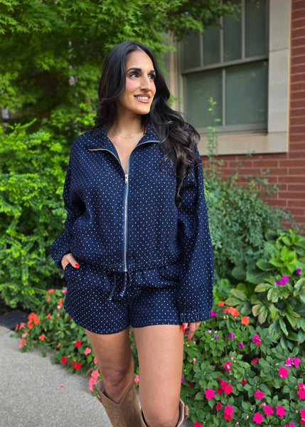 Give Grace Polka Dot Denim 2 Pc Set