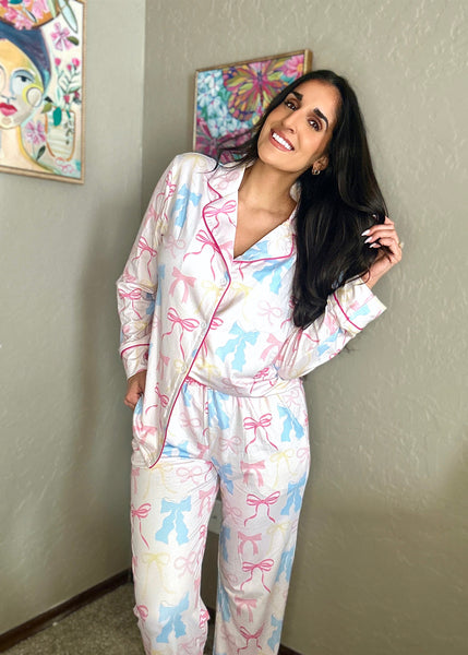 Pink Pastel Bows Loungewear Pj Set