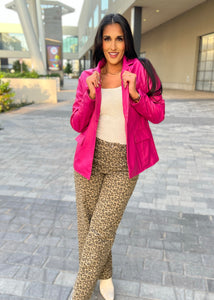 Embrace It Magenta Faux Leather Blazer