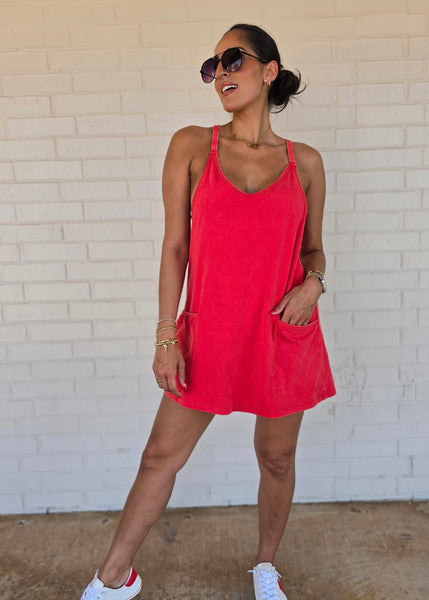The Weekend Sporty Red Mini Romper Dress
