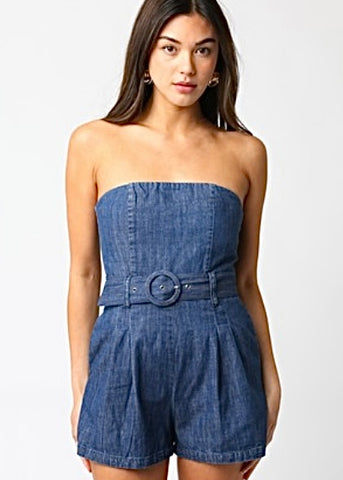 Country Lovin' Strapless Denim Romper