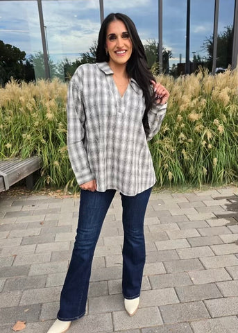 Plan On It Oversized Plaid Top